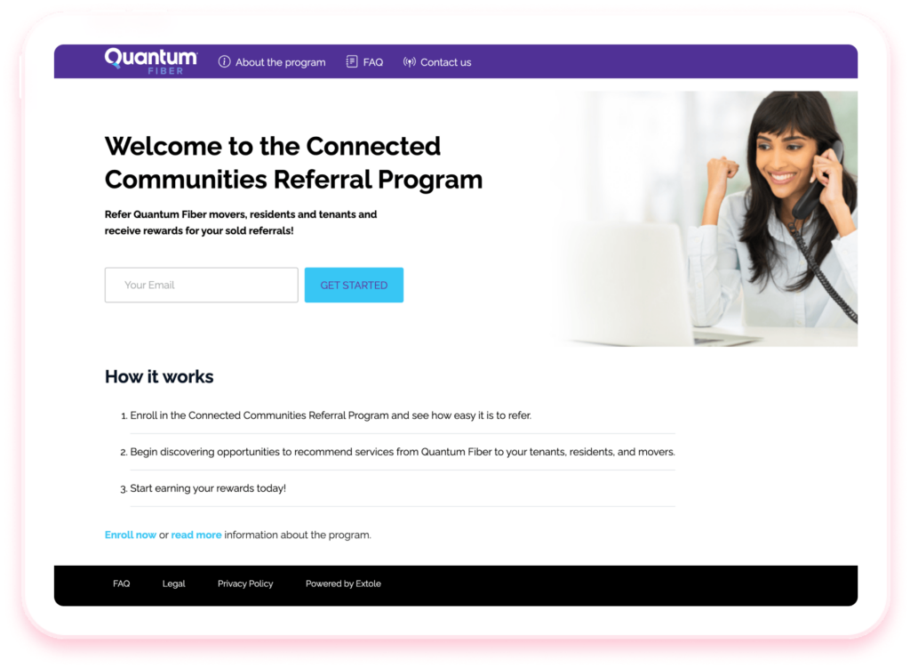 Quantum Fiber's referral program for tenants and property managers