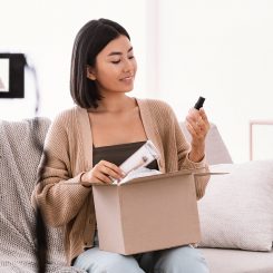 brand ambassador unboxing cosmetics package